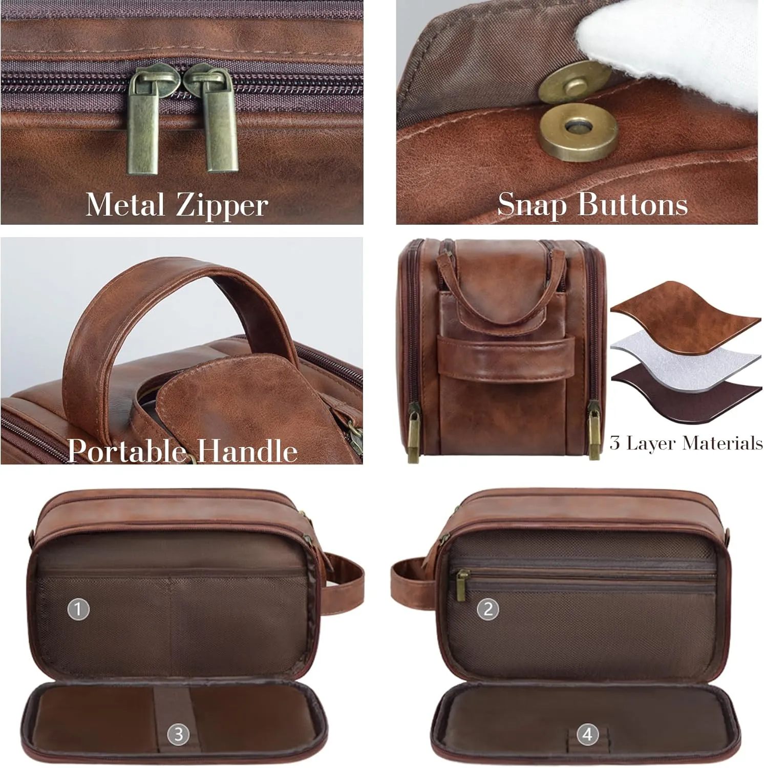Flycalf Personalized Toiletry Bag for Men Traveling Engraved Name Compartment for Sports