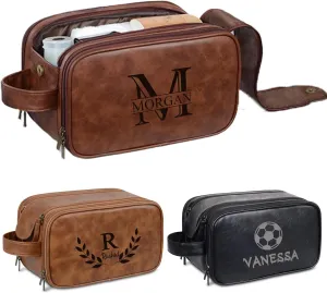 Flycalf Personalized Toiletry Bag for Men Traveling Engraved Name Compartment for Sports