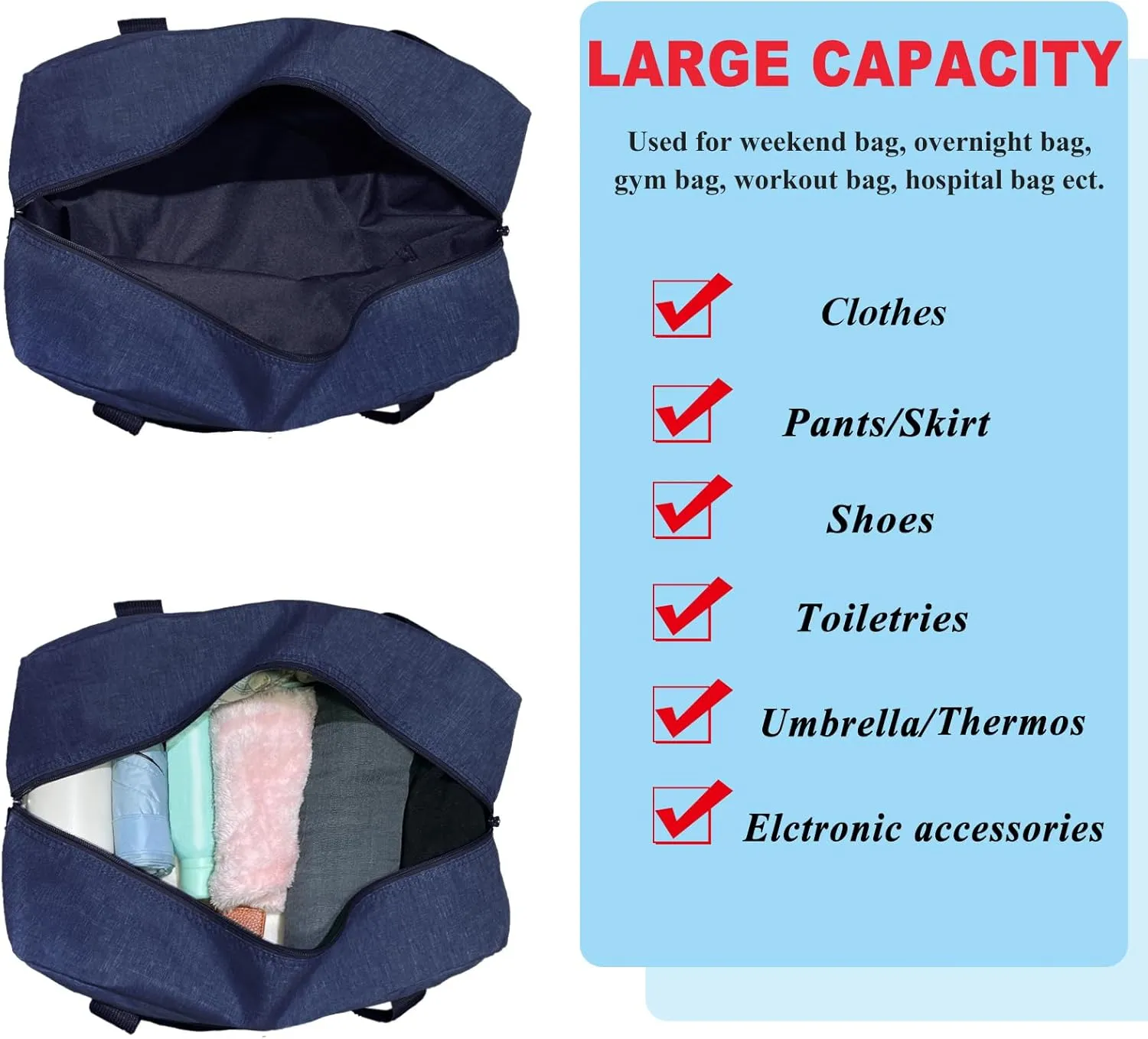 For Spirit Airlines Personal Item Bag 18x14x8 Foldable Carry on Bags for Airplanes Travel Duffel Bags for Women and Men
