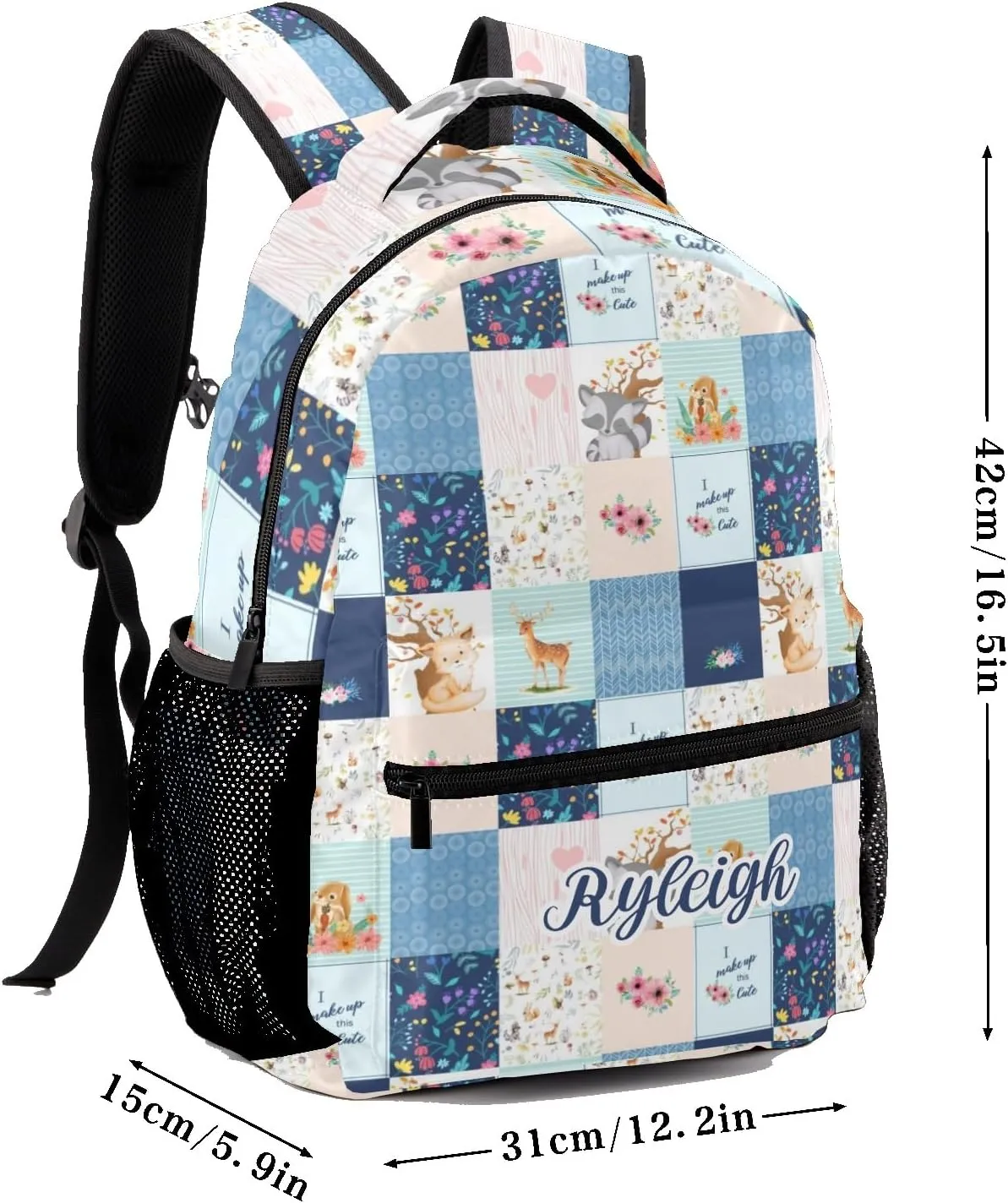 Forest Animal Patchwork Personalized Kids School Backpack for Boys Girls Custom Primary Daypack Bags Travel Bookbag