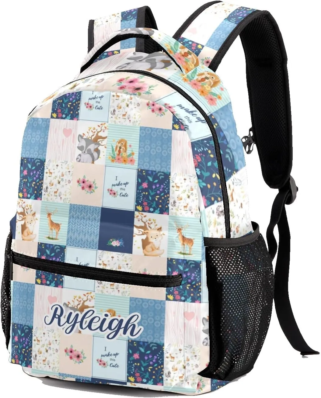 Forest Animal Patchwork Personalized Kids School Backpack for Boys Girls Custom Primary Daypack Bags Travel Bookbag