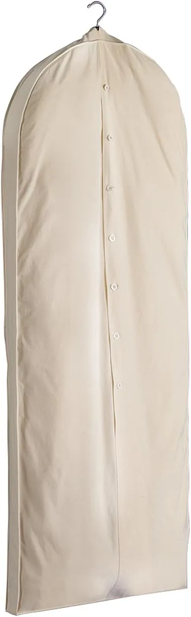Foster-Stephens, Muslin Acid-Free Cotton Wedding Gown Garment Bag | 62" Long Coat or Dress Storage and Preservation Bag | Closet Storage for Dresses