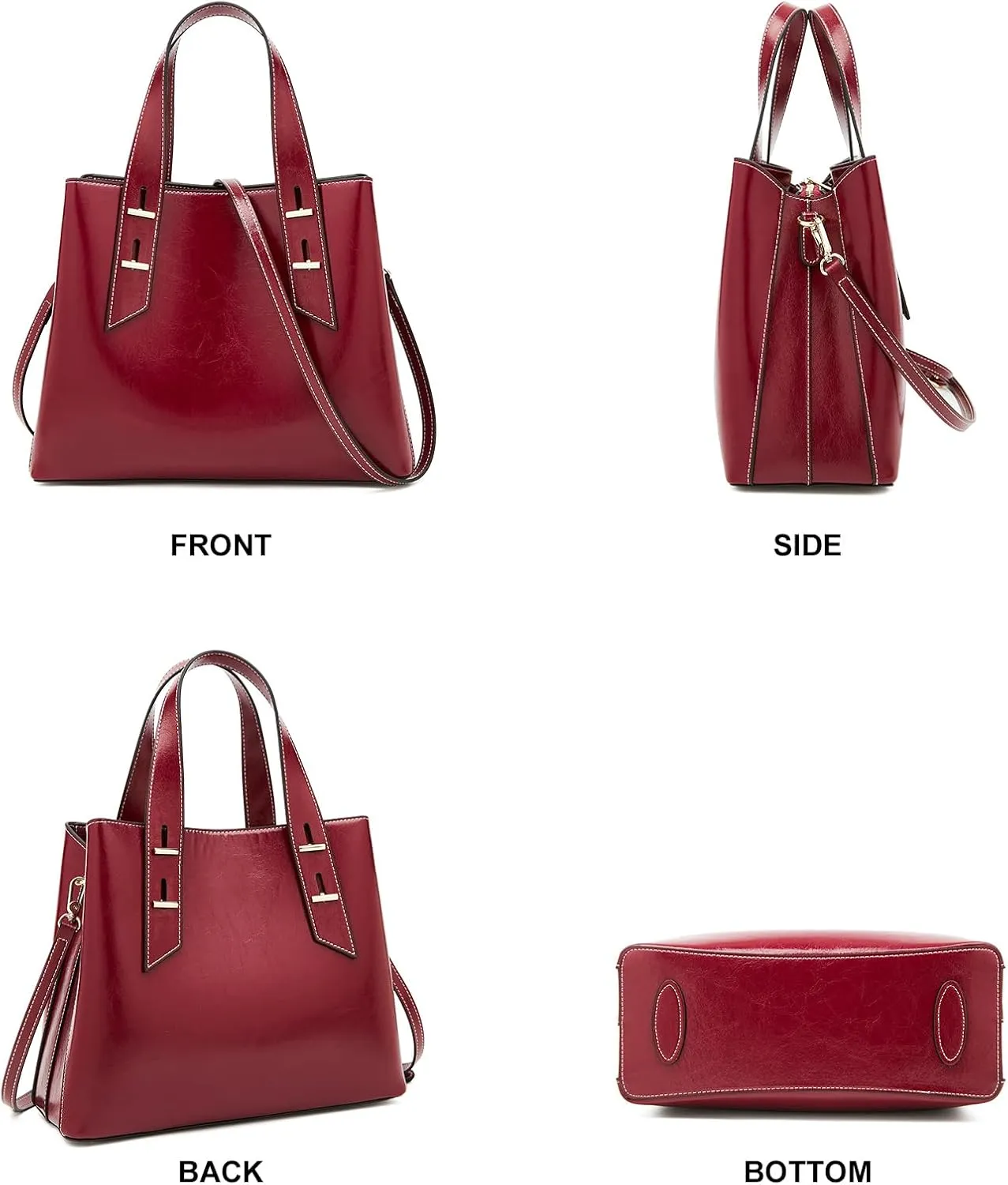 FOXLOVER Crossbody Bags for Women Medium Size Top Handle Purses Oil-Waxed Leather Satchel Handbag Magnetic Zipper