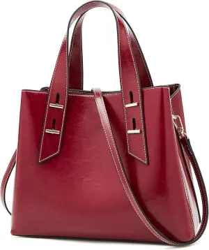 FOXLOVER Crossbody Bags for Women Medium Size Top Handle Purses Oil-Waxed Leather Satchel Handbag Magnetic Zipper