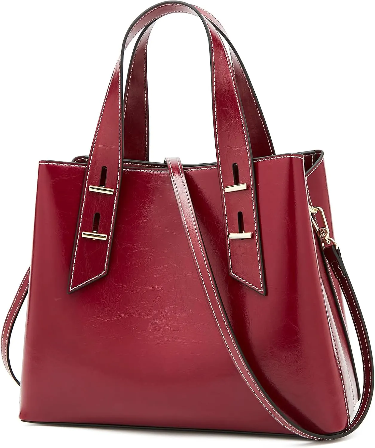 FOXLOVER Crossbody Bags for Women Medium Size Top Handle Purses Oil-Waxed Leather Satchel Handbag Magnetic Zipper