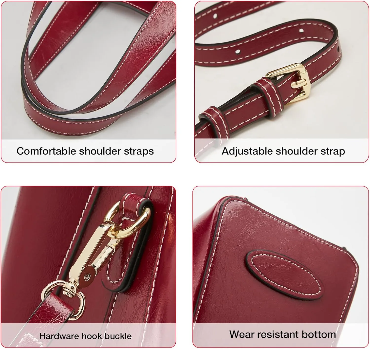 FOXLOVER Crossbody Bags for Women Medium Size Top Handle Purses Oil-Waxed Leather Satchel Handbag Magnetic Zipper