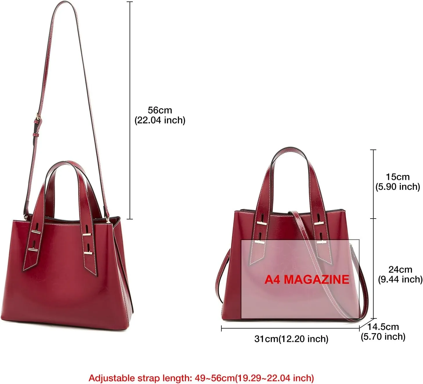 FOXLOVER Crossbody Bags for Women Medium Size Top Handle Purses Oil-Waxed Leather Satchel Handbag Magnetic Zipper
