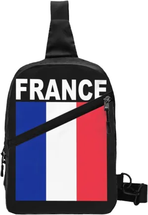 France French Flag Tricolor Packable Crossbody Bag Portable Sling Bags Foldable Travel Daypack Reusable Sports Shoulder Backpack Diagonally Chest Bag for Workout