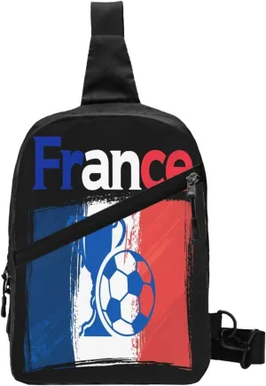 France French Football Soccer Flag Packable Crossbody Bag Portable Sling Bags Foldable Travel Daypack Reusable Sports Shoulder Backpack Diagonally Chest Bag for Workout