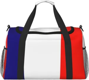 French flag print Large Canvas Travel Duffel Bag Weekender Bags for Women Overnight Bag Carry On Tote Bag