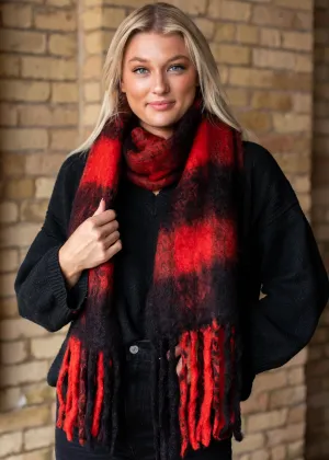 Fringe Scarf Red and Black