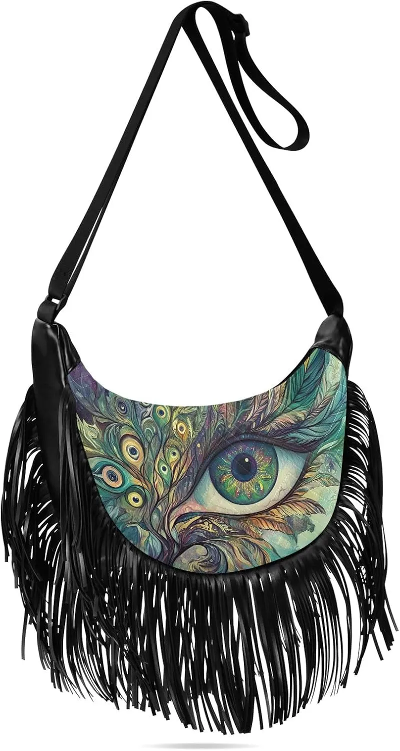 Fringe Shoulder Bags for Women Handbag with Tassel Boho Leather Purse Hippie Purse