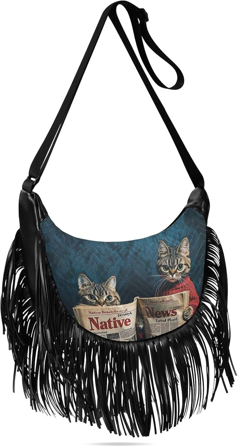 Fringe Shoulder Bags for Women Handbag with Tassel Boho Leather Purse Hippie Purse
