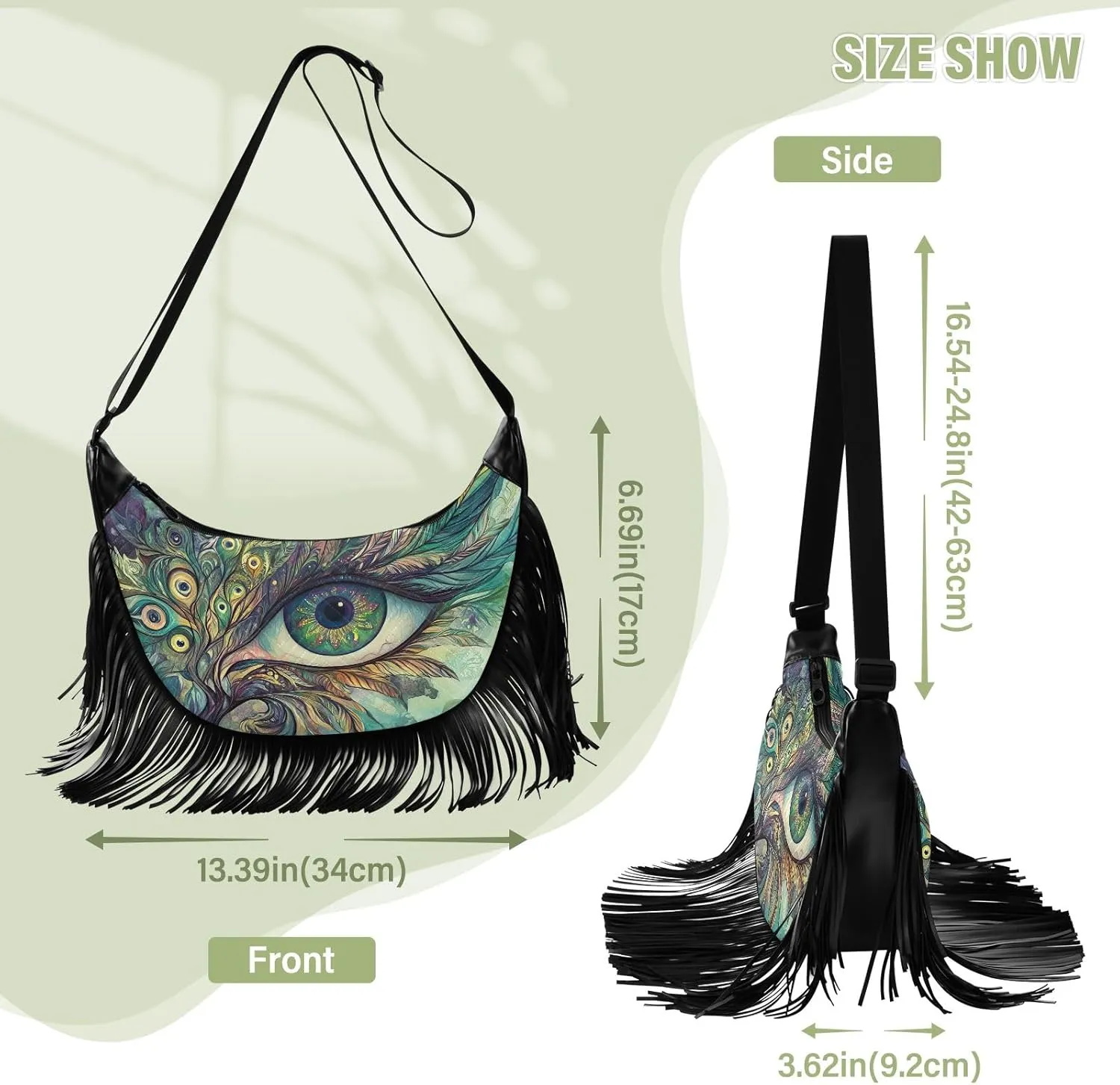 Fringe Shoulder Bags for Women Handbag with Tassel Boho Leather Purse Hippie Purse