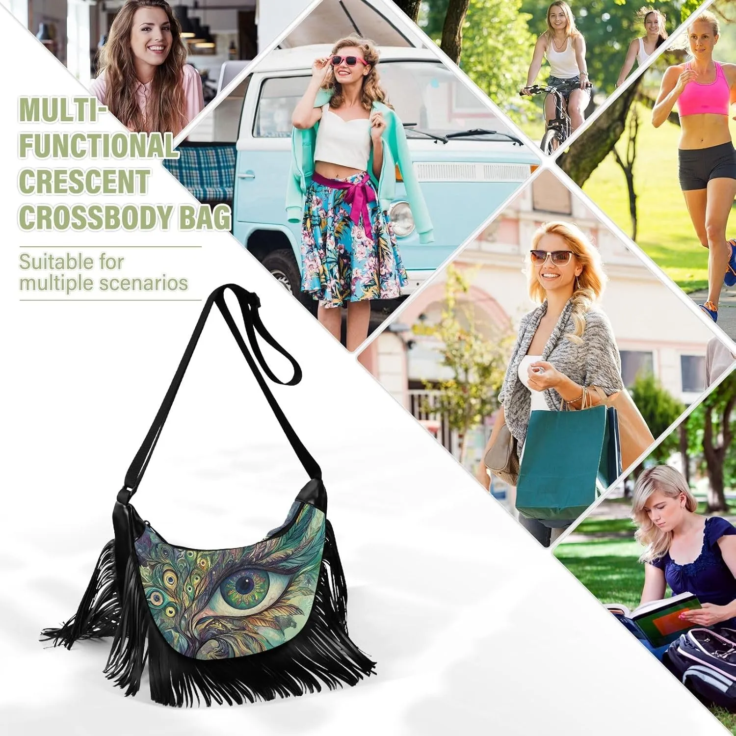 Fringe Shoulder Bags for Women Handbag with Tassel Boho Leather Purse Hippie Purse