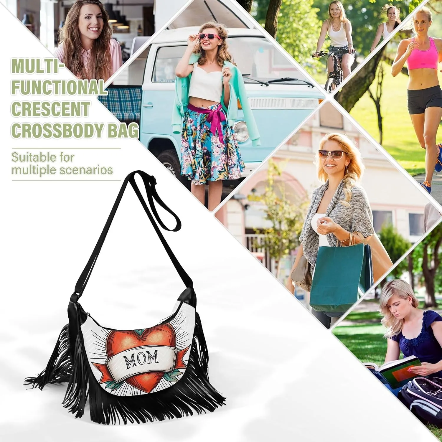 Fringe Shoulder Bags for Women Handbag with Tassel Boho Leather Purse Hippie Purse