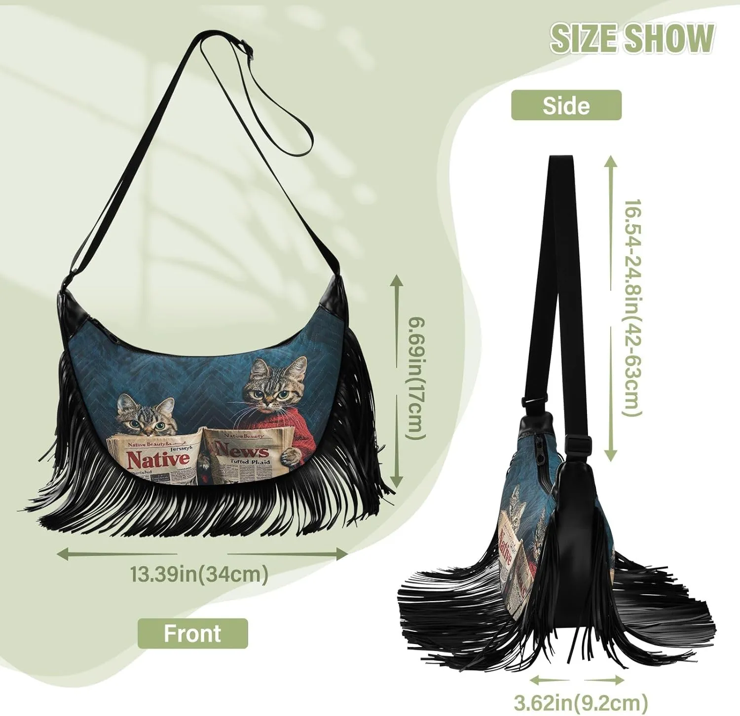 Fringe Shoulder Bags for Women Handbag with Tassel Boho Leather Purse Hippie Purse