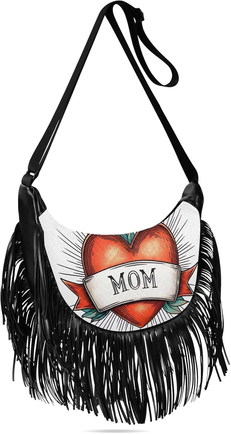 Fringe Shoulder Bags for Women Handbag with Tassel Boho Leather Purse Hippie Purse