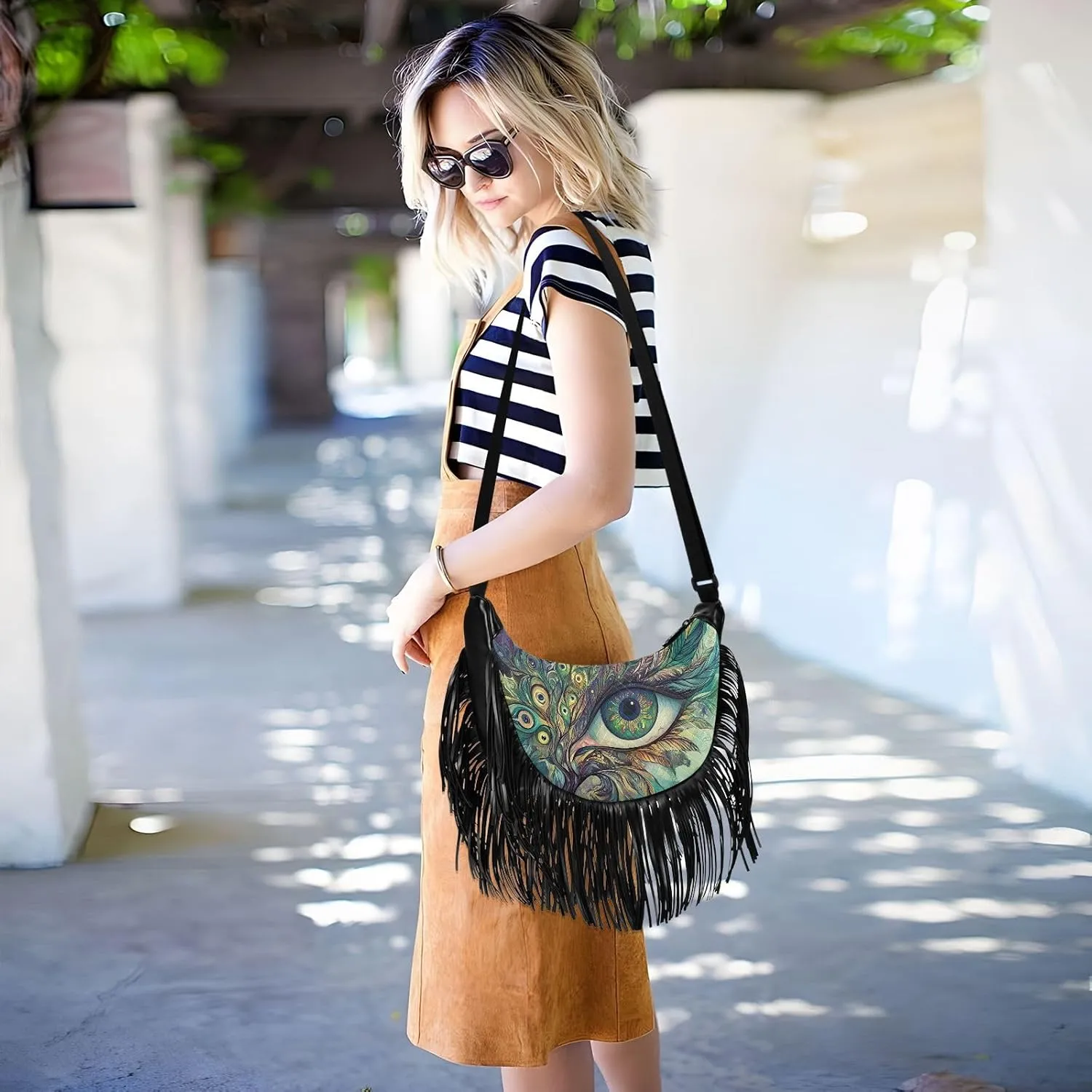 Fringe Shoulder Bags for Women Handbag with Tassel Boho Leather Purse Hippie Purse