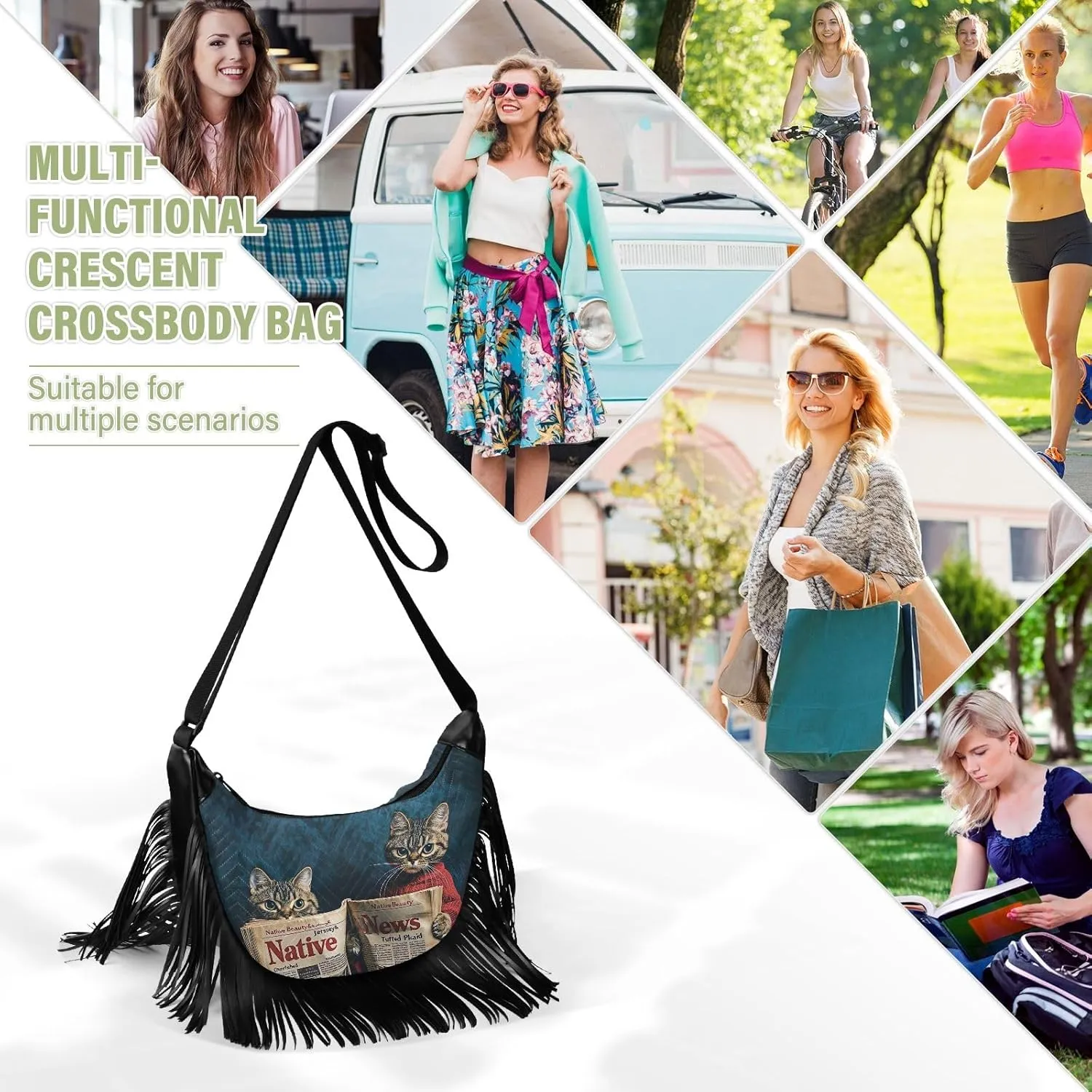 Fringe Shoulder Bags for Women Handbag with Tassel Boho Leather Purse Hippie Purse