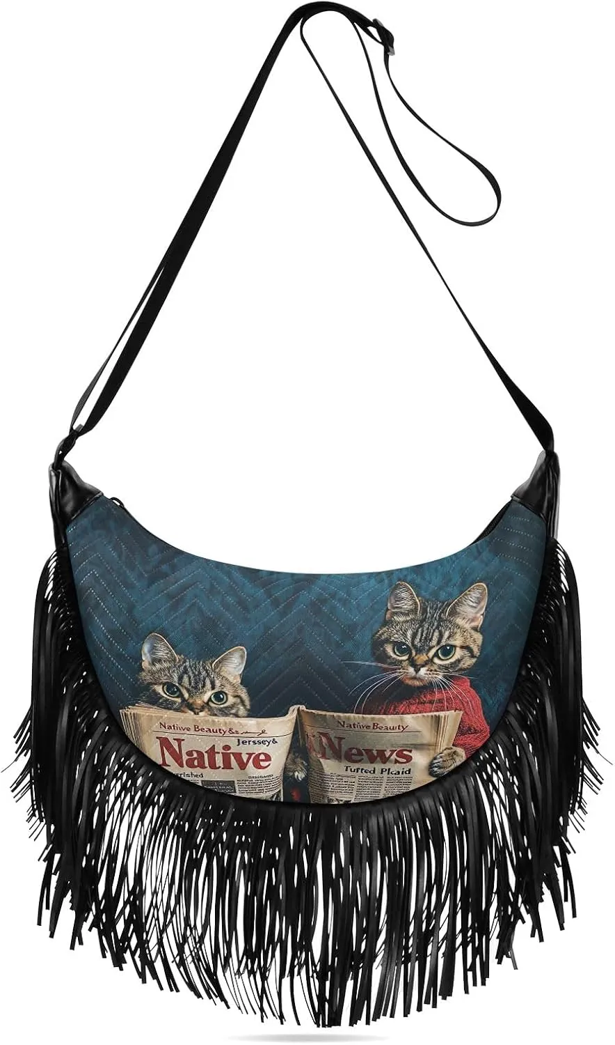 Fringe Shoulder Bags for Women Handbag with Tassel Boho Leather Purse Hippie Purse