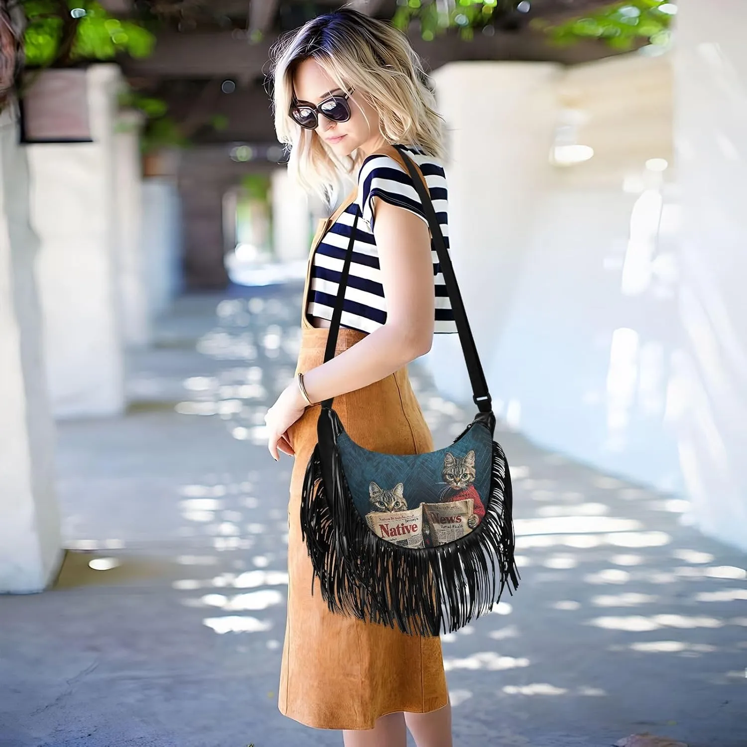 Fringe Shoulder Bags for Women Handbag with Tassel Boho Leather Purse Hippie Purse