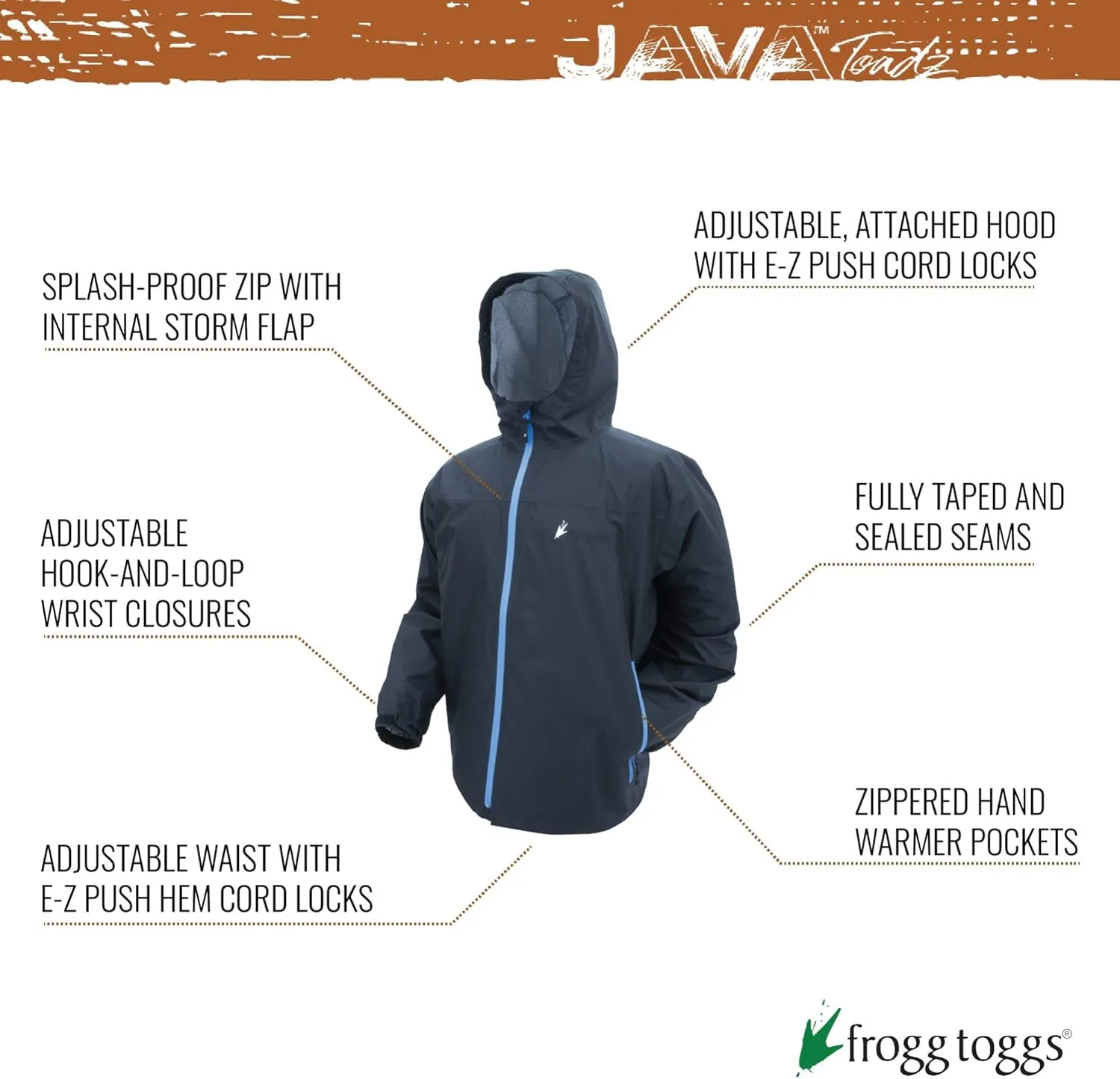 FROGG TOGGS Men's Java Toadz 2.5 Ultra Light Waterproof Breathable Rain Jacket