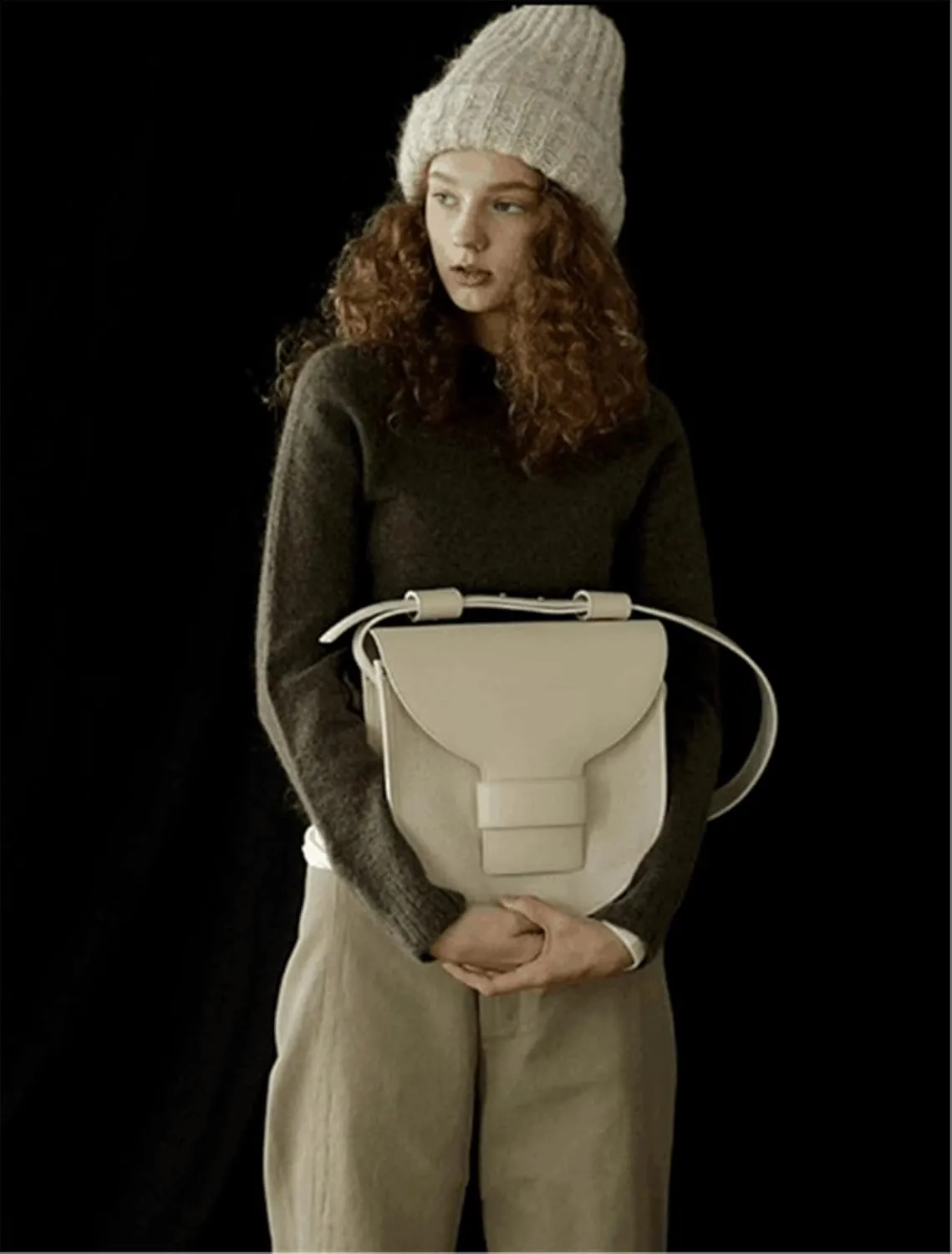 FURINFASHION GR-85 New Arrivals Big Leather Bags For Women With Canvas Patchwork Large Capacity Cross Body Shoulder Bag Handbag Wide Strap (One Size, White)