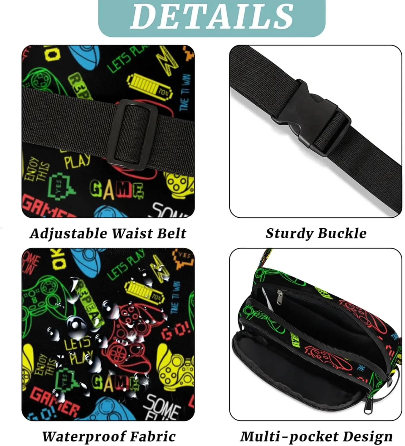 Game Fanny Packs Belt Bag Fashion Crossbody Bag Bum Bag Waist Bag with Adjustable Strap for Outdoors Workout Casual Traveling Running Hiking Cycling