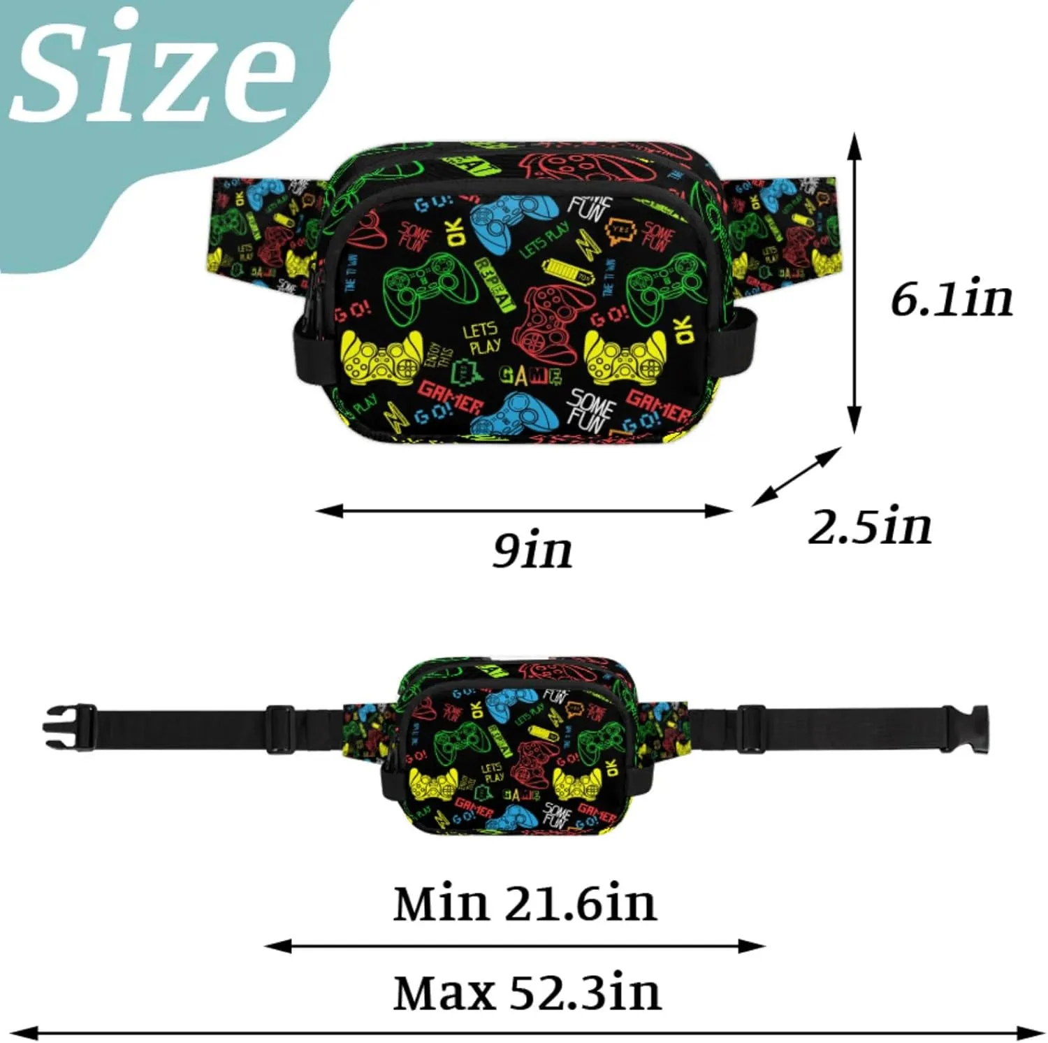 Game Fanny Packs Belt Bag Fashion Crossbody Bag Bum Bag Waist Bag with Adjustable Strap for Outdoors Workout Casual Traveling Running Hiking Cycling
