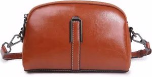 Genuine Leather Crossbody Bag for Women, Oil-waxed Cowhide Small Vintage Bag with Adjustable Strap for Daily Use and Travel