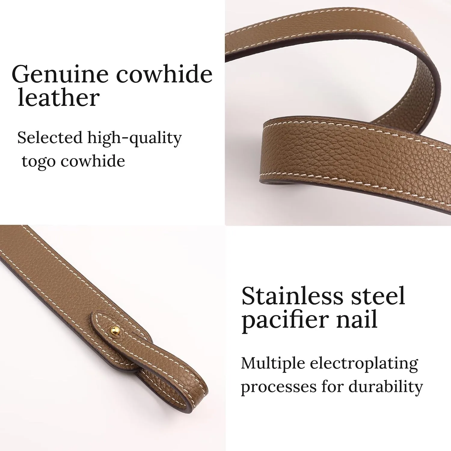 Genuine Leather Purse Strap for Picotin/Lindy/Evelyne Bags Togo Leather Shoulder Straps Replacement for Handbag