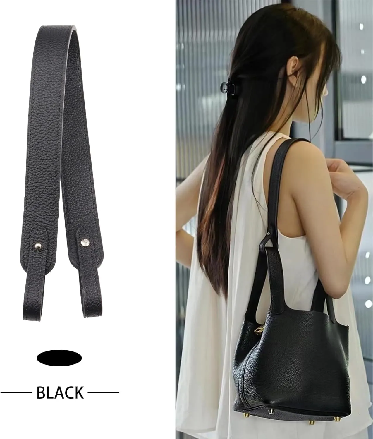 Genuine Leather Purse Strap for Picotin/Lindy/Evelyne Bags Togo Leather Shoulder Straps Replacement for Handbag