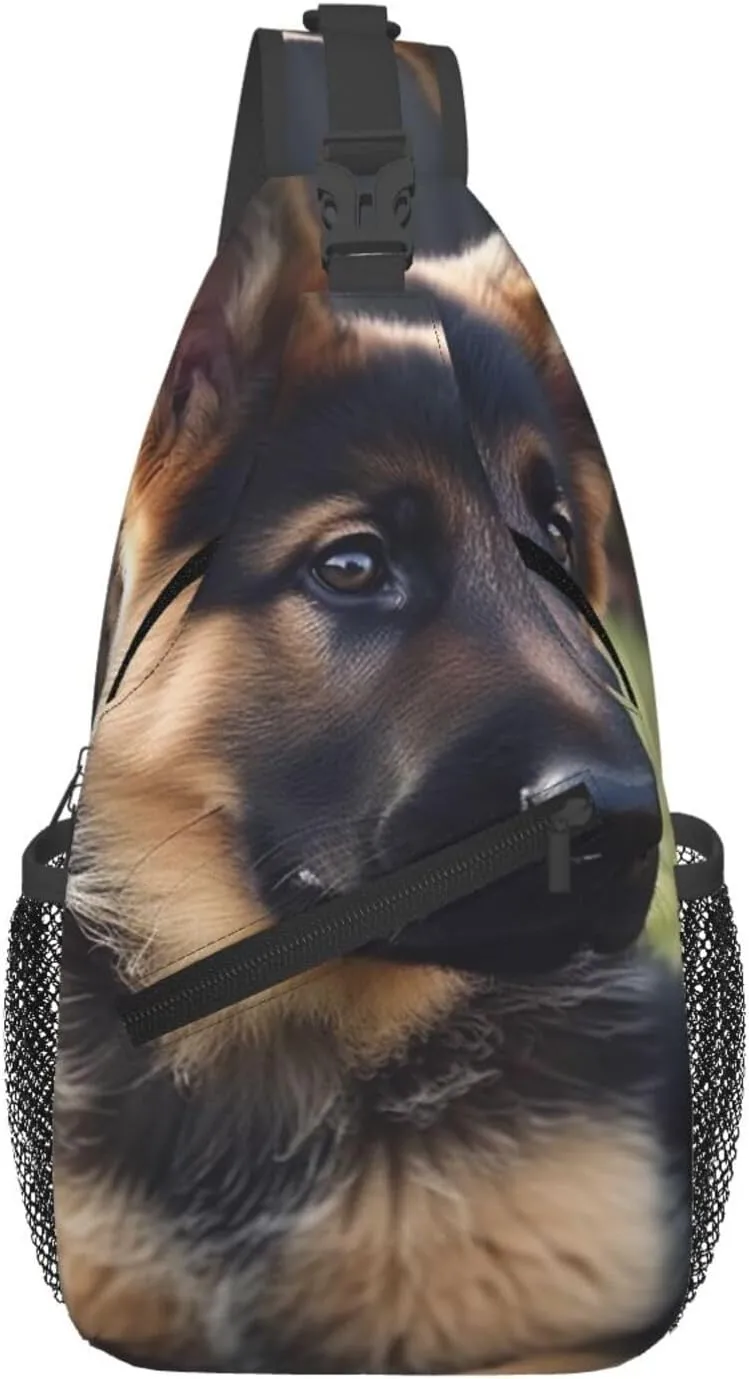German Shepherd Puppy Cross Chest Bag Diagonally Sling Bag for Men Women Crossbody Shoulder Bag Travel Hiking Daypack
