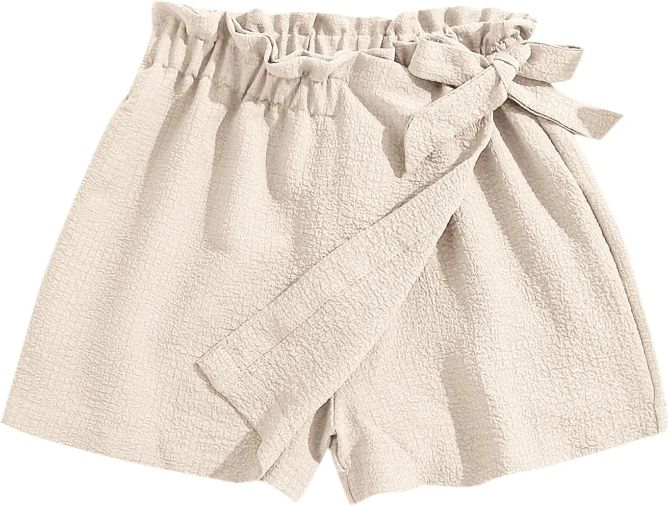 Girls' Casual Ruffled Paperbag Waist Shorts Tie Side Wide Leg Shorts