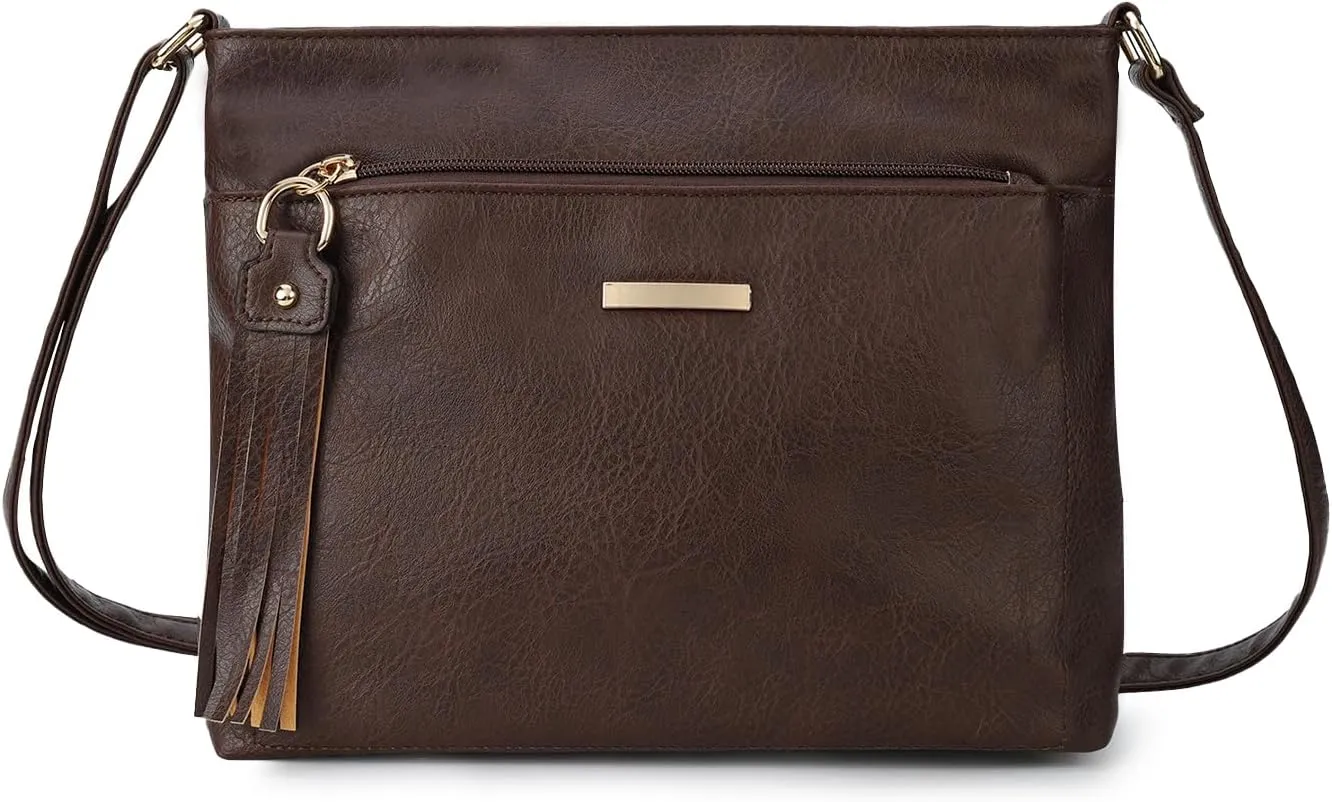 Gladdon Tassels Crossbody Bags for Women Medium Size Leather Shoulder Purse Trendy Soft Travel Shoulder Handbags