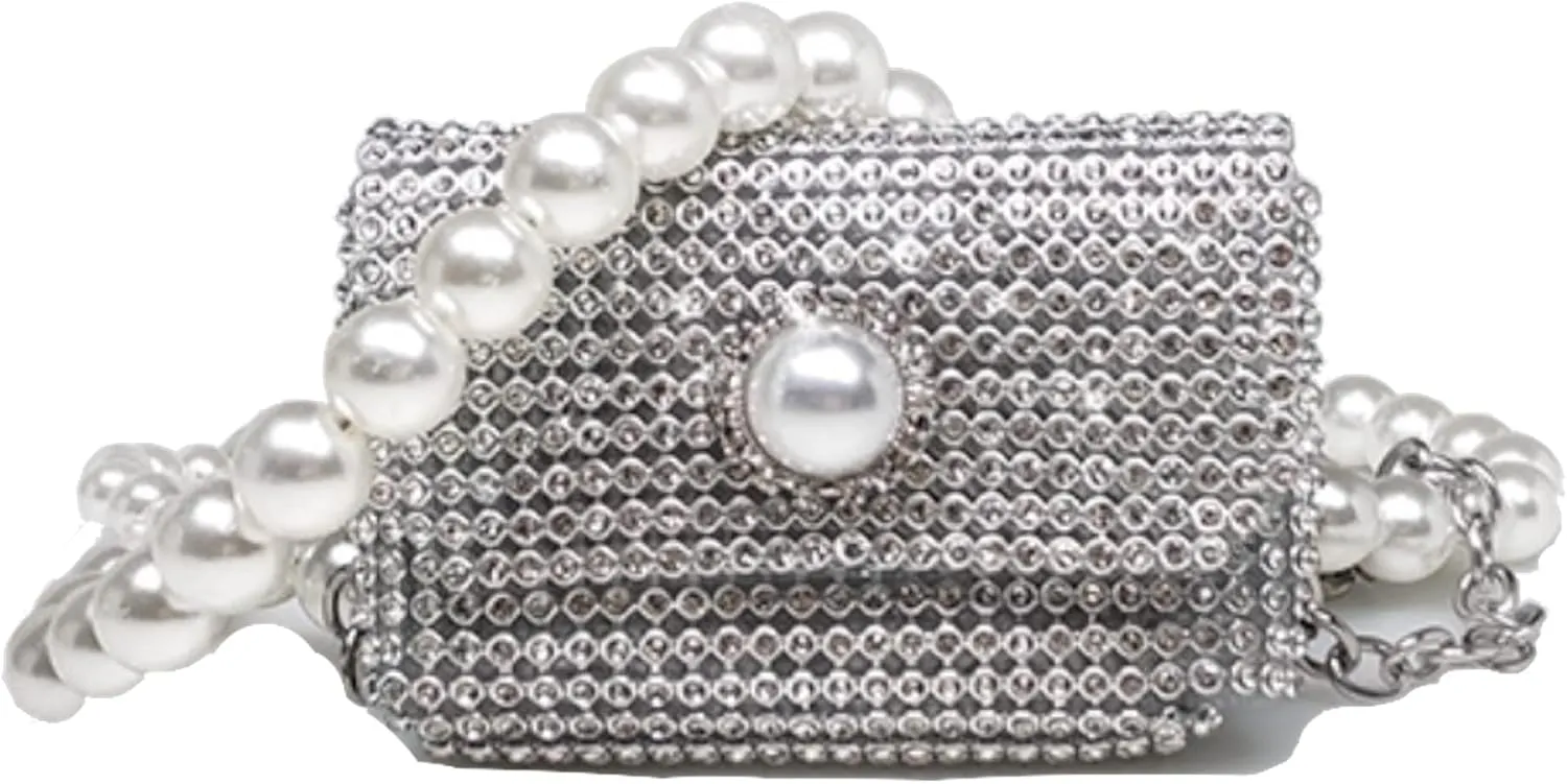 Glitter Mini Fanny Pack Rhinestone Crossbody Coin Purse Waist Bag Wallet Party Bag For Women and Girls