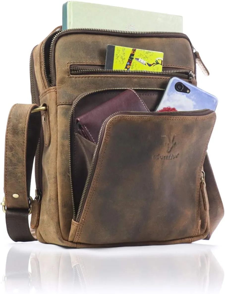 Goatter Men's Hunter Leather 11.5" Inch Messenger Bags