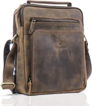 Goatter Men's Hunter Leather 11.5" Inch Messenger Bags