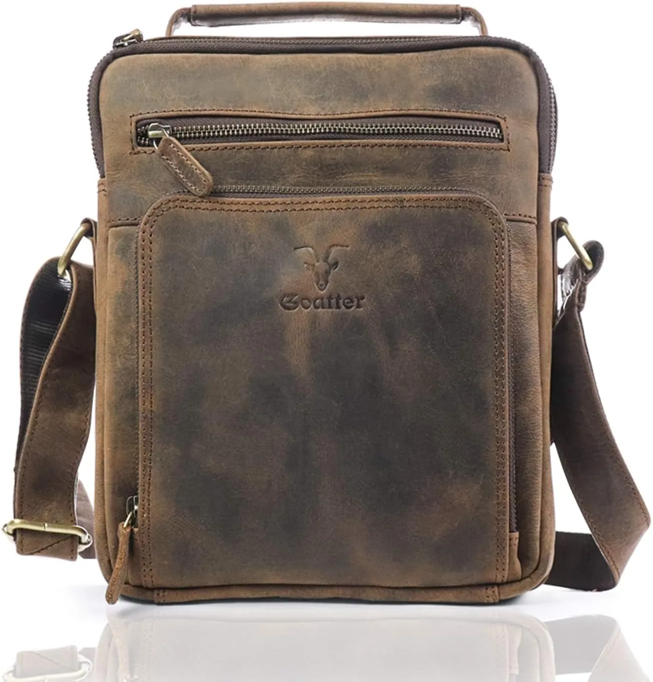 Goatter Men's Hunter Leather 11.5" Inch Messenger Bags