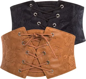 GRACE KARIN Corset Belt for Women Elastic Underbust Corset Waist Belt 2Pcs