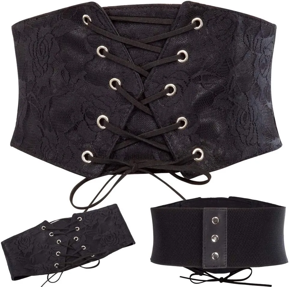 GRACE KARIN Corset Belt for Women Elastic Underbust Corset Waist Belt 2Pcs