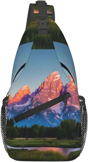 Grand Teton National Park Print Sling Bag Crossbody Travel Hiking Chest Backpack Shoulder Daypack For Women Men