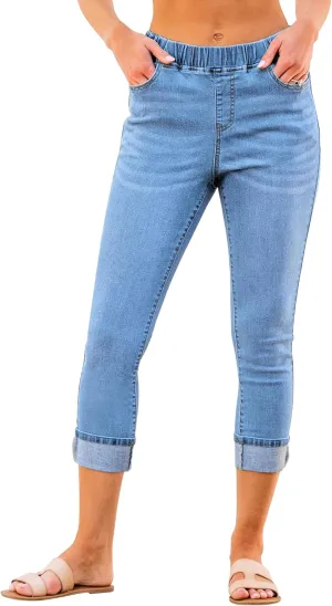 GRAPENT Pull On Jeans for Women High Waisted Skinny Capri Pants Trendy Stretch Denim Cropped Jeans Crop Jeggings Capris