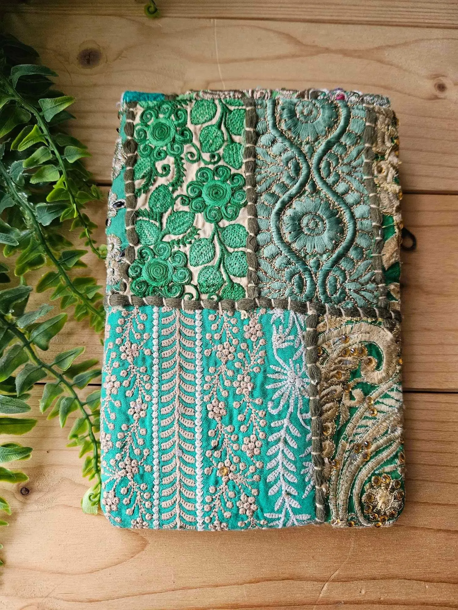 Green Bandhani Patchwork Mini Handbags