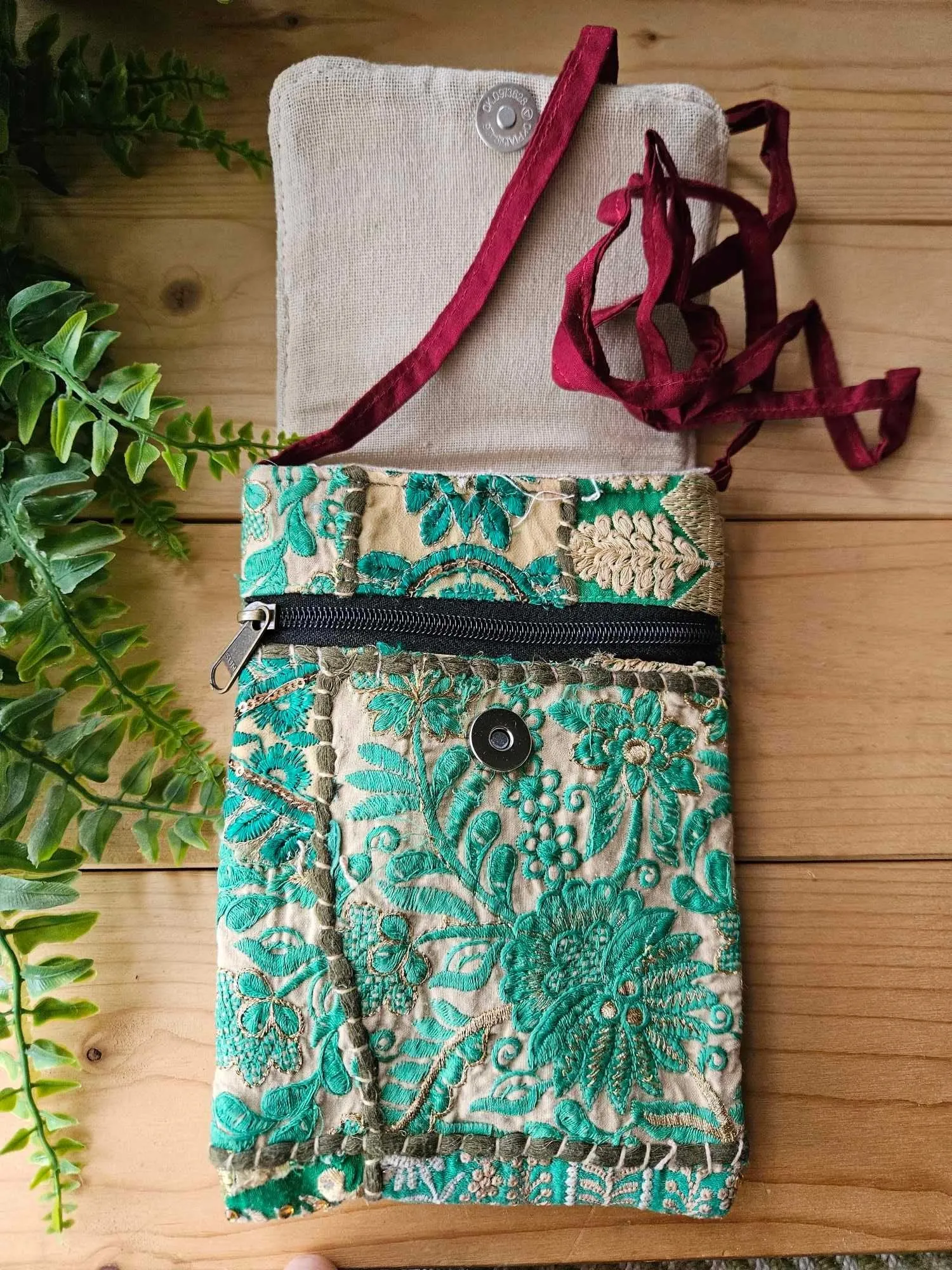 Green Bandhani Patchwork Mini Handbags