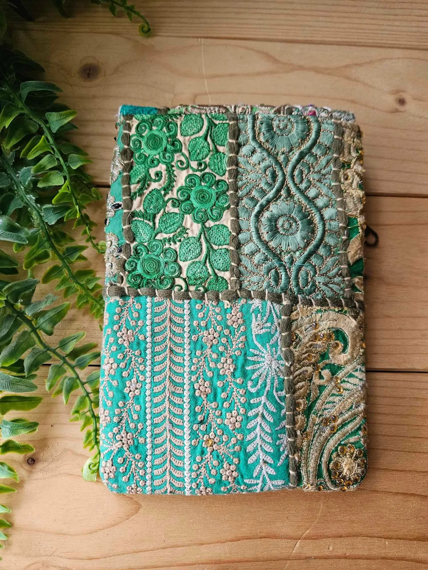Green Bandhani Patchwork Mini Handbags