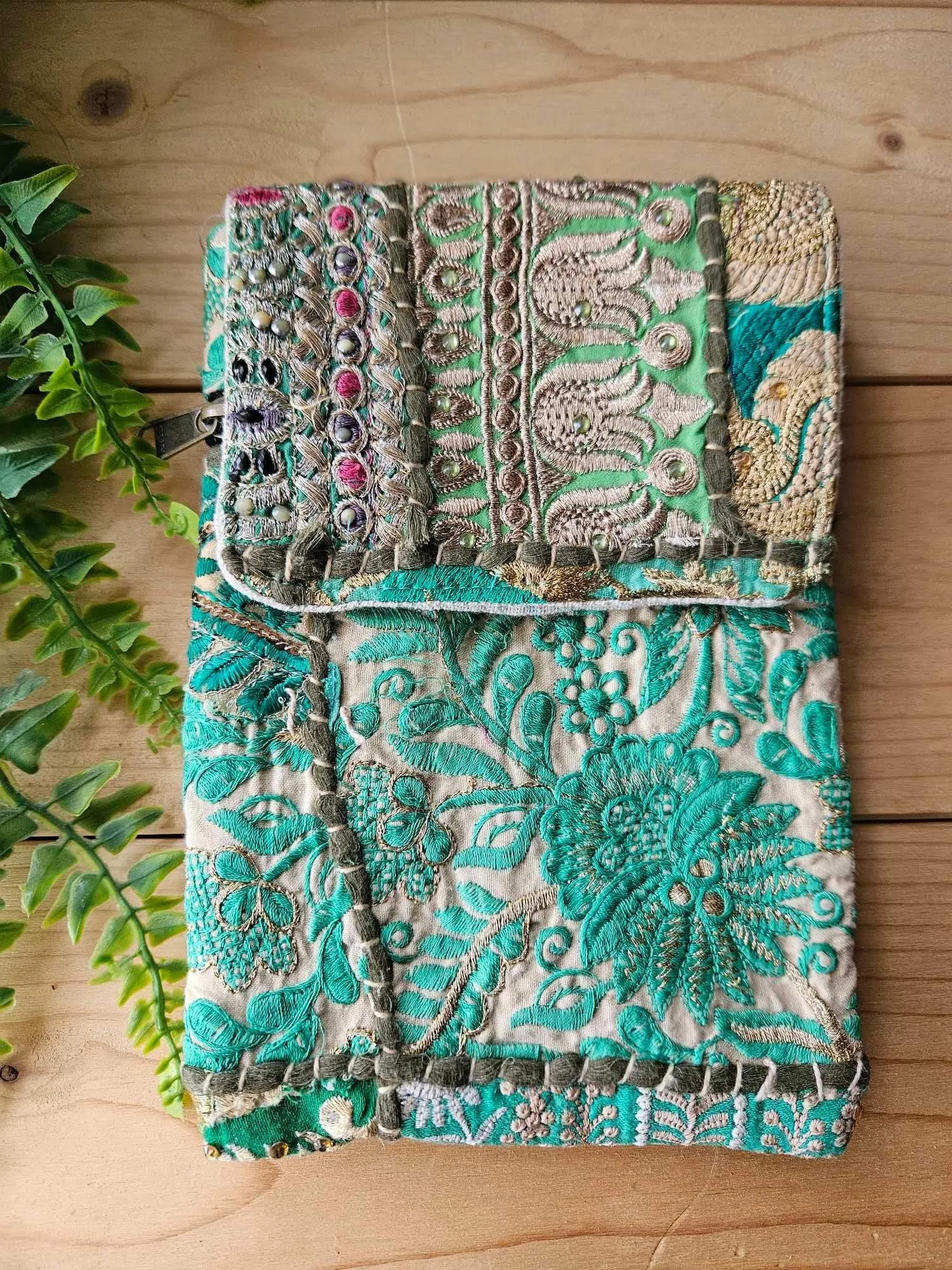 Green Bandhani Patchwork Mini Handbags