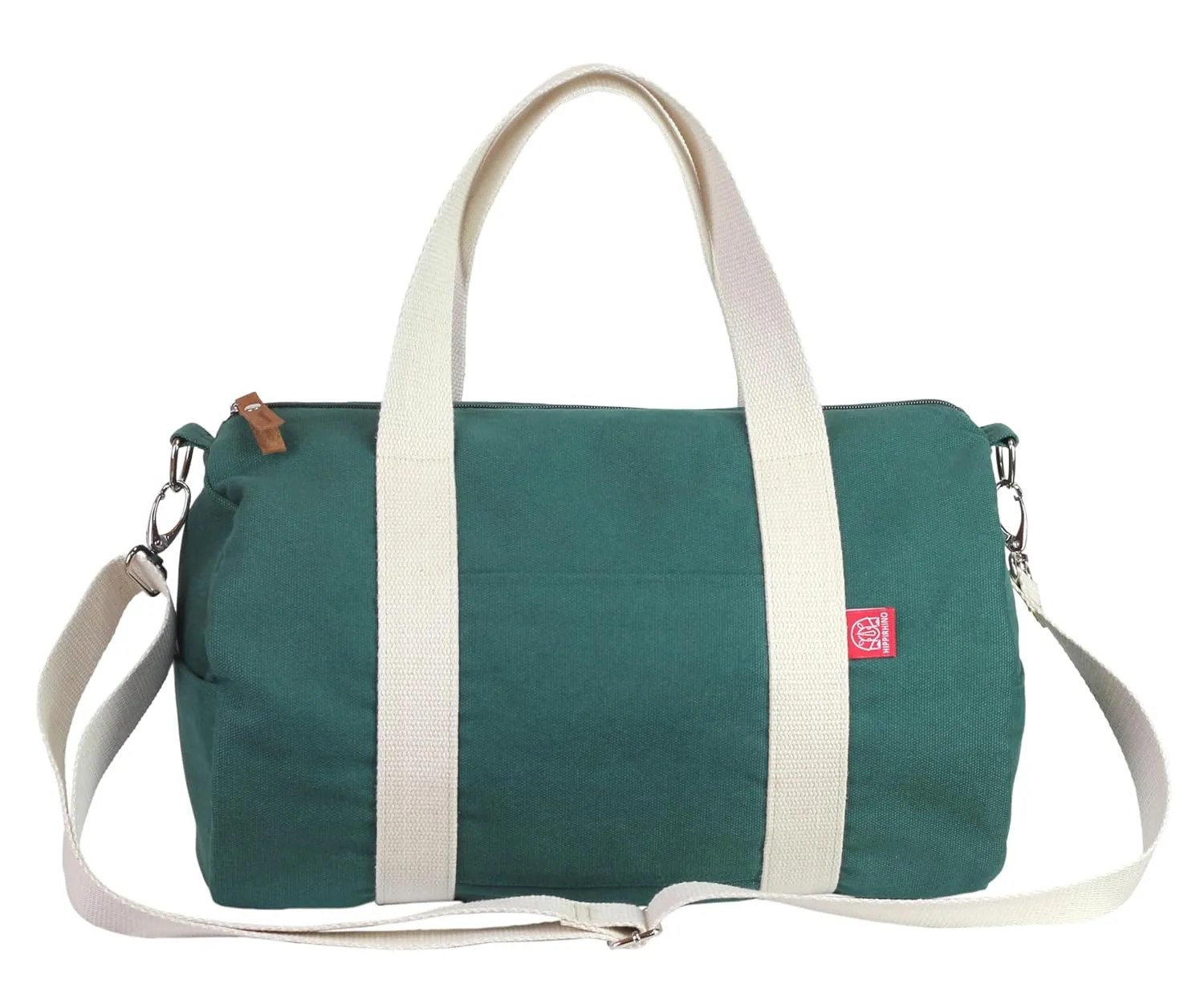 Green Cotton Canvas Duffle Bag Weekender Travel Gym Yoga Bag Overnight Waxed Duffel (Waxed Canvas)