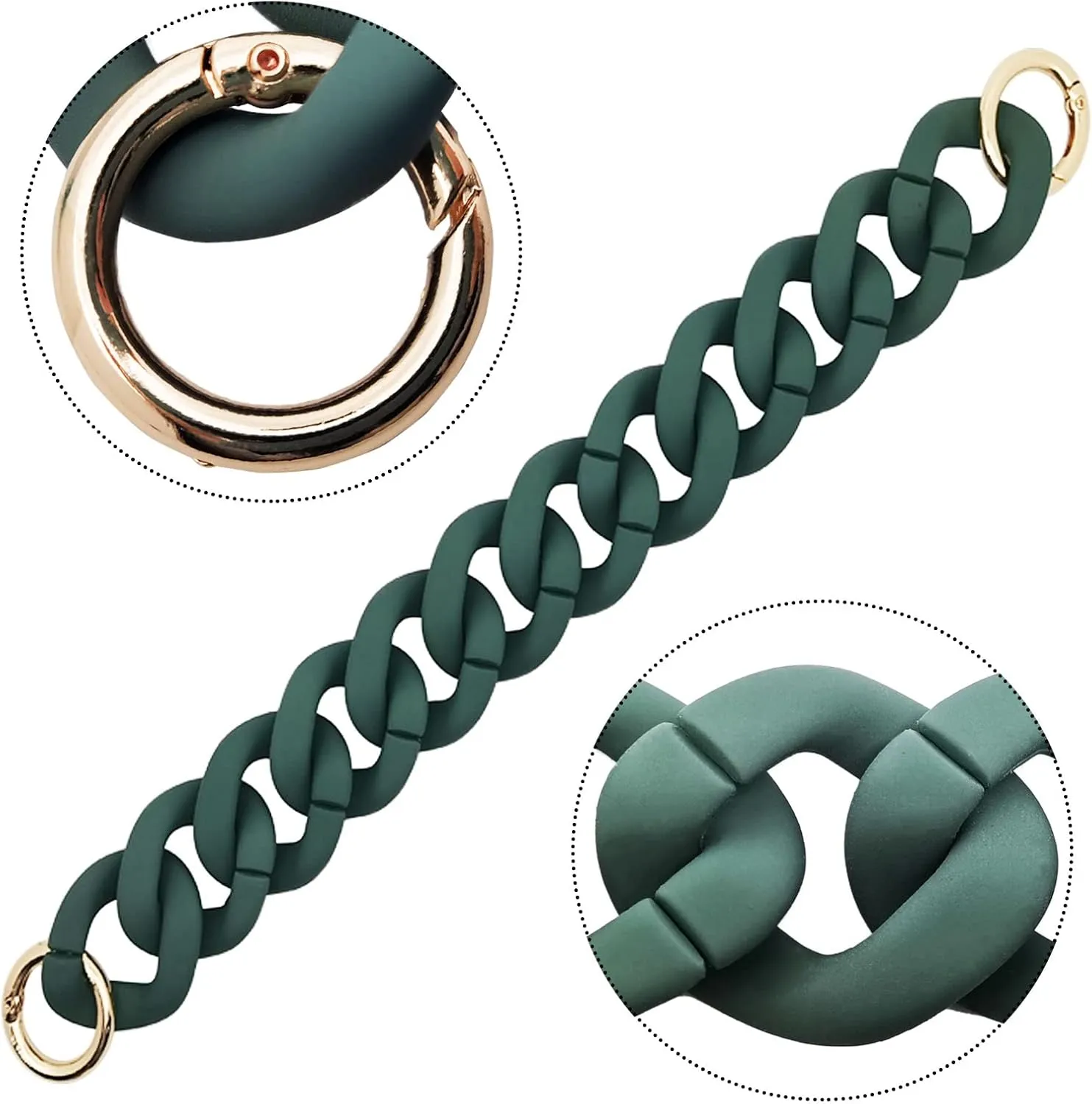 Green Length 12inch/300mm Frosted Acrylic Bag Purse Handle Strap Replacement,Handbag Decoration Chain for Bag Strap Replacement Shoulder Strap Purse Making Accessories Messenger Bag Decoration(1pcs)